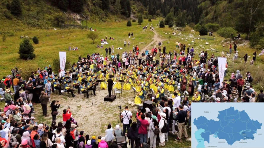 Kurmangazy Folk Instruments Orchestra Puts On Stunning Show in Ayusai Gorge