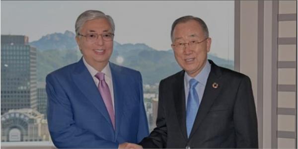 دیدار رئیس جمهور قزاقستان با «بان کی مون» در «سئول»