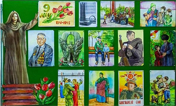 کودکان ترکمنستان نقاشان پوستر های «روز پیروزی» هستند